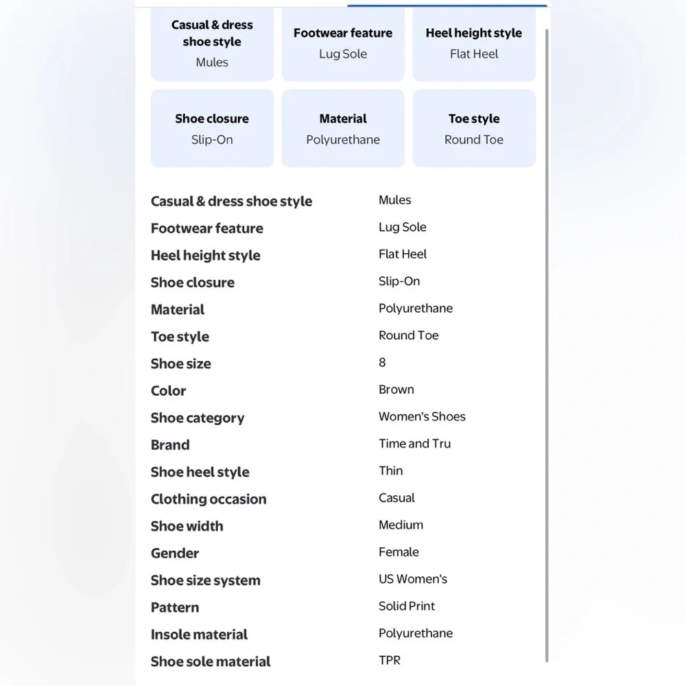 Time & Tru Women's Brown Loafer Mules Size 8 Memory Foam Slip On Gold Hardware - Picture 13 of 14